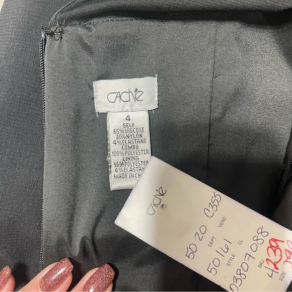 Cache Black Illusion Mesh Peplum Sheath Cocktail Party Dress 4 Nwt - Picture 11 of 11